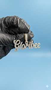 Colgante Unisex de Lujo Gloribee con Letras y Nombres, Plata 925, Chapado en Oro de 18K, Moissanita Redonda de Corte Brillante, Estilo Hip Hop - Product Image 4