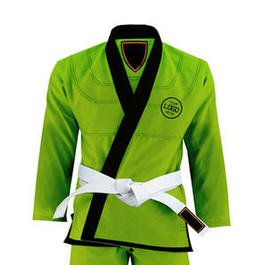 Kimono de Jiu-Jitsu Brasileño (BJJ) de color verde neón, uniforme de artes marciales, kimono de Jiu-Jitsu de algodón con cinturones. - Product Image 6