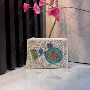 Pochette élégante perlée, légère et faite à la main, avec fermeture éclair, pour femme, idéale pour les mariages et événements. - Product Image 1
