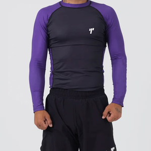 TRIMMY SPORTS T-shirt de compression à manches courtes pour homme, 180g, 100% polyester, séchage rapide, impression numérique de haute qualité, violet - Product Image 2
