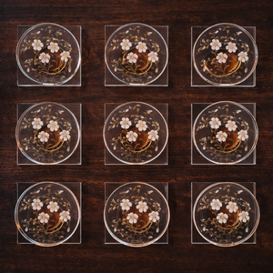 Posavasos Redondo de Vidrio Pintado a Mano Royal Blossom Classic con Diseño Antideslizante Resistente al Calor para Servir Cócteles y Whisky - Product Image 2