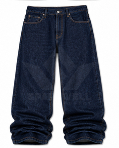 Jean en denim ample vintage pour homme, coupe décontractée taille haute, jambe large, délavage clair, longueur intégrale, en coton, style streetwear - Product Image 3