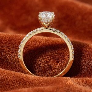 Bague de fiançailles ovale en moissanite plaquée or rose, élégante, bijoux de luxe pour femmes, style New York, cadeau de mariage haut de gamme - Product Image 4