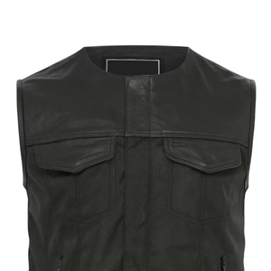 เสื้อกั๊กหนังขี่มอเตอร์ไซด์ของผู้ชายเสื้อกั๊กแบบคลาสสิกแขนกุดแฟชั่นสไตล์ลำลองระบายอากาศ - Product Image 3