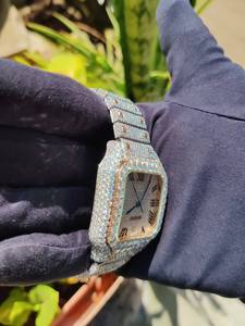 Montre automatique carrée de luxe en acier inoxydable avec bracelet en moissanite et fermoir, cadran analogique pour homme - Product Image 6