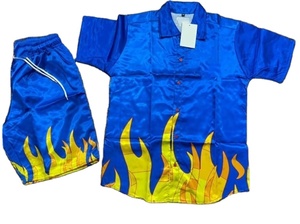 Ensemble chemise et Short à boutons pour homme, ensemble deux pièces rouge imprimé entièrement par Sublimation - Product Image 5