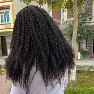 Peluca frontal de cabello humano virgen vietnamita con rizos afro, densidad del 180%, al por mayor - Product Image 2