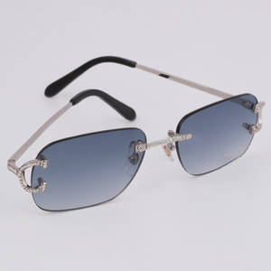 Elegant Half Rim Rectangle <b>Sunglasses</b> With <b>Gradient</b> Lenses Unisex UV400 Protection Adult Casual Style - Product Image 1