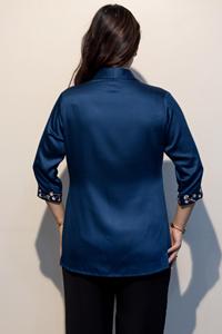 เสื้อเชิ้ตผ้าฝ้ายพรีเมี่ยมและสง่างาม Claire Blue Giza สำหรับผู้หญิงซื้อโดยตรงจากผู้จำหน่าย - Product Image 4