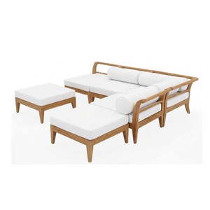 Ensemble de canapés de jardin en teck massif en forme de L, mobilier d'extérieur au design moderne, fabricant indonésien, canapé d'angle en teck, mobilier d'extérieur - Product Image 1
