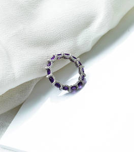 Bague Statement en Améthyste Royale Naturelle, style Eternity Bloom Halo Cluster, en Argent Sterling 925, fabriquée à la main pour un usage quotidien - Product Image 2