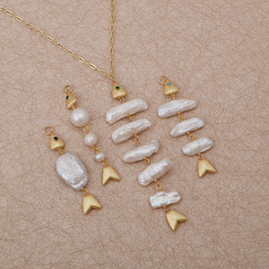Collier de perles plaqué or style bohème avec pendentif poisson en quartz émeraude, bijou délicat à plusieurs rangs avec breloque goutte de perle, cadeau pour femme - Product Image 5