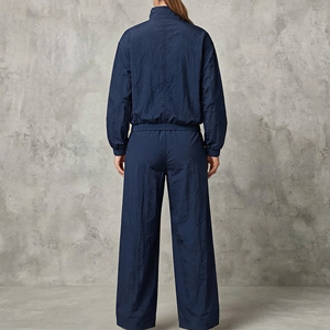 2026 New Arrived Women's Outdoor Wear Cotton Fleece Windbreaker Zip <b>Jacket</b> Hooded Pants Tracksuit High Solid Embroidered Lace - Product Image 6