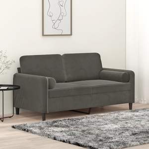 Sofá de terciopelo de 2 plazas en gris oscuro de 55.1 pulgadas con almohadas y cojines para sala de estar - Product Image 1