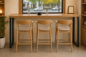 Modern Wood <b>Bar</b> <b>Table</b> With 3 Stools Midcentury Design Restaurant Furniture Set Durable Commercial Dining Set - Product Image 2