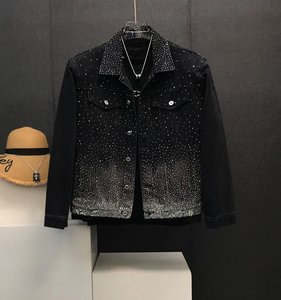 Men's Black Denim <b>Jacket</b> With Rivet Decoration Turn-down Collar <b>Punk</b> Style Excellent Quality Regular Fit Men's <b>Jacket</b> - Product Image 4