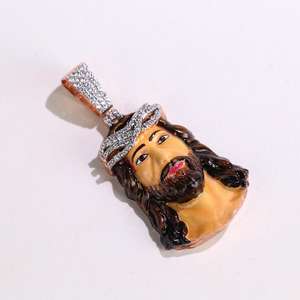 Colgante Personalizado de Moissanita con Esmalte de Rostro de Jesús, Joyería Fina Cristiana Única con Plata 925, Colgantes y Dijes Religiosos - Product Image 5