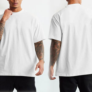 เสื้อยืดโอเวอร์ไซส์ผ้าคอตตอนหนานุ่มคุณภาพสูง พิมพ์โลโก้ตามสั่งสำหรับผู้ชาย เสื้อยืดทรงบ็อกซี่ขนาดใหญ่พิเศษ - Product Image 5