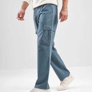 Custom Lightweight Men’s Cargo <b>Pants</b> Autumn Loose Straight Fit Multi Pocket Patchwork Solid Color Outdoor Workwear Cargo Trouser - Product Image 4