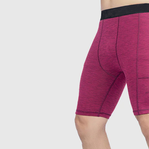 Shorts de compression taille haute pour hommes, couleur unie, style sportif, séchage rapide, en Spandex et Polyester, taille élastique, design tricoté - Product Image 4