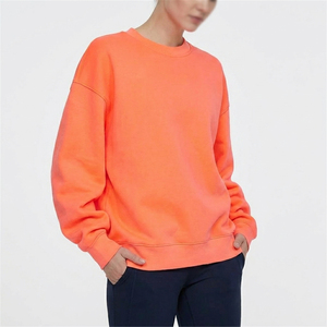 Sweat-shirt en molleton teint en fil de haute qualité pour femme, à manches longues, uni, grande taille, col rond, coupe oversize - Product Image 3