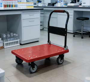 OEM/ODM Vietnam Industrial Aluminum Alloy Platform Cart Two Wheeled Warehouse Shopping <b>Trolley</b> 300kg Capacity - Product Image 1