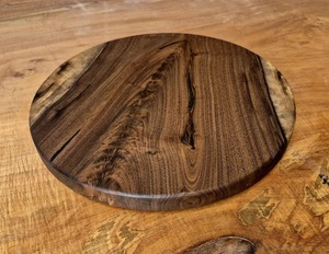 Wood Double Tier Rotating Tray Smooth-Spin Lazy Susan for Tabletop <b>Spice</b> Serving - Product Image 1