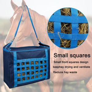 Slow Feed Horse Hay Bag Box Style Nylon Equestrian Feeding Bag with Grid <b>Window</b> for Trailer Stable and Travel Use - Product Image 5