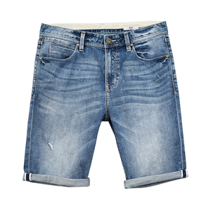 Pantalones Cortos de Mezclilla Elásticos de Algodón para Hombre, Novedad de Primavera, Corte Slim, Lavado Personalizado, Cintura Media, Tejido de Punto, Casuales para Verano, Venta al por Mayor - Product Image 2