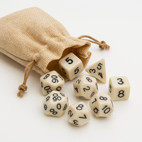 Ensemble de dés de jeu de table DND RPG, 1 pièce, ronds, gravés, à bords tranchants, en os de buffle et plastique, faits à la main, durables