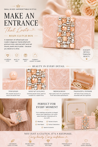 Bolso de Mano Rectangular Rosa de Resina con Decoración de Perlas y Diamantes de Imitación, Estilo Bohemio, para Mesa de Boda, Origen Uttar Pradesh, Personalizado - Product Image 3