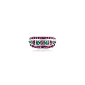 New S925 <b>Silver</b> Classic Dome Band <b>Ring</b> Natural <b>Emerald</b> & Ruby Wholesale Wedding Anniversary Gift Engagement Jewelry for Women - Product Image 3