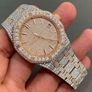 Montre élégante de luxe, mode, brillante, avec diamants, verre saphir, mouvement personnalisé, bracelet en acier inoxydable élégant, montre avec diamants - Product Image 6