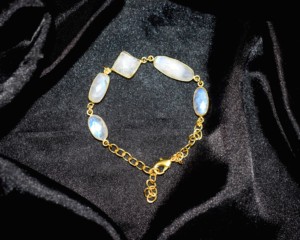 Luxury White Rainbow Moonstone Natural Gemstone Gold-Plated Adjustable <b>Bracelet</b> for special person - Product Image 4
