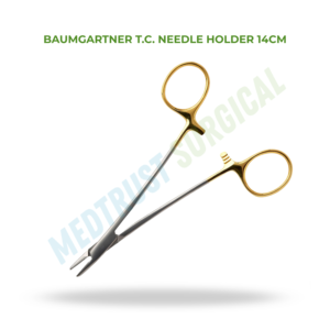 Portaagujas Baumgartner TC de 14 cm, instrumento quirúrgico, pinzas para sujetar agujas para sutura - Product Image 2