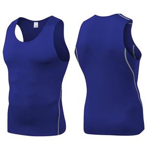 Custom Short <b>Men</b> Sleeveless <b>Compression</b> Shirt Breathable High Elastic Quick-Drying Running Gym Fitness <b>Vests</b> Skinny Sportswear - Product Image 4