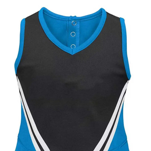 Tenue de cheerleading personnalisée pour femmes, en tissu polyester Dry Fit, uniforme de danse scolaire, coupe douce et confortable, haut dos nageur et jupe. - Product Image 4