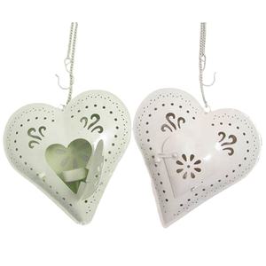 Decoraciones Navideñas de Diseño Moderno y Calidad Premium, Portavelas en Forma de Corazón con Acabado Blanco, Decoraciones Colgantes para Interiores y Exteriores - Product Image 1