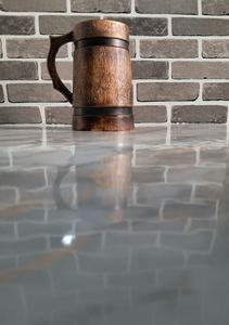 Taza de madera para bar y cerveza, taza de café de acero inoxidable con tapa, tazas de café geniales hechas a mano - Product Image 4