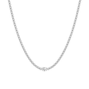Lujosa joyería hecha a mano de alta 18K oro blanco sólido y corte ovalado laboratorio cultivado diamante estación única collar de tenis mejor para regalos - Product Image 1