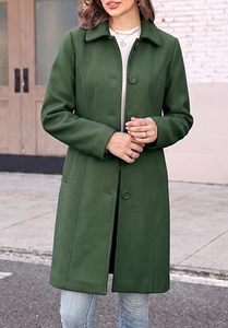 Manteau long en laine mélangée pour femme, double boutonnage, revers, coupe longue, manteau d'hiver, sur mesure OEM - Product Image 5