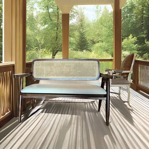 Banc rembourré en bois massif Heritage avec dossier en cannage - Design classique, utilisation en extérieur, résistant à l'eau - Product Image 2