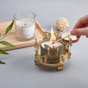 Porte-bougie en métal doré en forme de papillon, support de bougie en fer fait à la main, lanterne décorative ronde pour la maison, mariage, Noël - Product Image 2