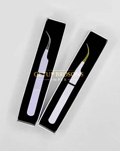 Pince à épiler pour extensions de cils, fine, à pointe de 90 degrés, antistatique, durable, avec revêtement en poudre bleu/blanc de qualité supérieure - Product Image 4