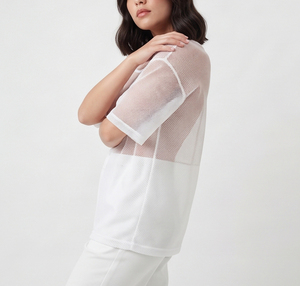 Short Sleeve Mesh T-<b>Shirt</b> Loose Fit Breathable Knitted Transparent Casual Top Crew-Neck Lightweight Summer <b>See</b> <b>Through</b> T <b>Shirts</b> - Product Image 4