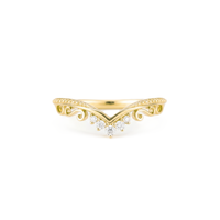 Bague de mariage minimaliste en or massif 9K 10K 14K 18K avec diamant de laboratoire rond, gravée en filigrane, motif chevron, pour la mariée