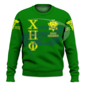 Sweat-shirt vert à col rond Chi Eta Phi Sorority 1932 avec lettres grecques et accents jaunes pour les membres de la sororité CEP - Product Image 2