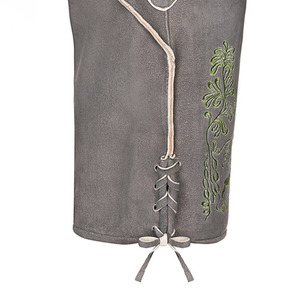 Shorts pour hommes gris anthracite personnalisés pour le festival de la bière bavaroise, avec logo brodé vert sur le devant, en tissu satiné imperméable, vente en gros - Product Image 3