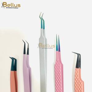 แหนบต่อขนตาปลายเรียบสแตนเลสคุณภาพสูง ทนทาน ยี่ห้อ Bellus International  แบบ 45 องศา พร้อมด้ามจับนาโน - Product Image 2