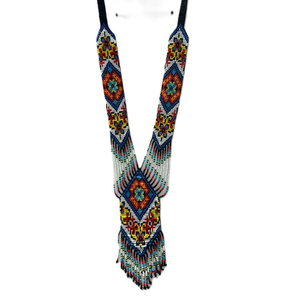 Collier en perles de verre fait main en coton, dernières tendances de la mode féminine, artisanat de broderie par HF Crafts - Product Image 3